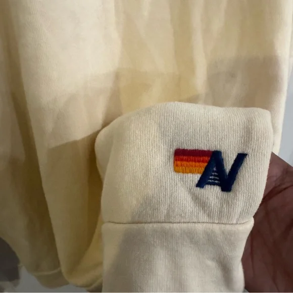 Aviator Nation Glitter Heart Crewneck Pullover Sweatshirt in Natural - Picture 9 of 13